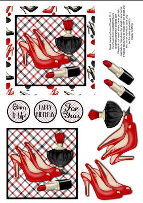 Stilettos, Perfume & Lipstick Decoupage - Red & Black