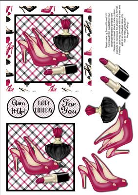 Stilettos, Perfume & Lipstick Decoupage - Burgundy & Black
