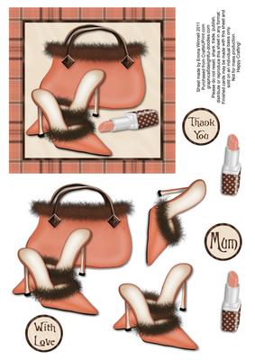 Sophisticated Shoes, Handbag and Lipstick Decoupage - Peach