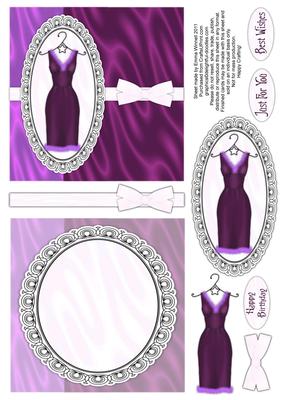 Sophisticated Dress Decoupage Card Front and Insert - Purple