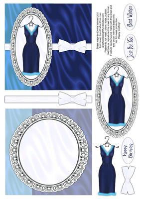 Sophisticated Dress Decoupage Card Front and Insert - Blue 1