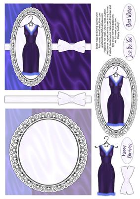 Sophisticated Dress Decoupage Card Front and Insert - Blue 2