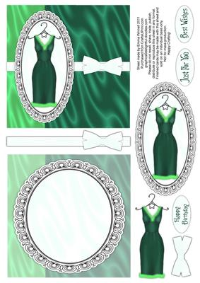 Sophisticated Dress Decoupage Card Front and Insert - Green