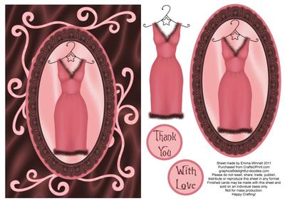 Sophisticated and Swirly Dress Decoupage - Salmon