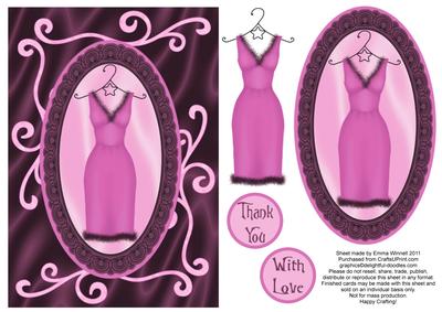 Sophisticated and Swirly Dress Decoupage - Mauve