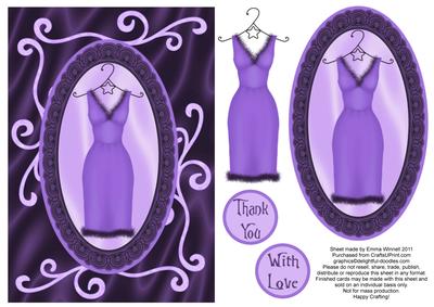 Sophisticated and Swirly Dress Decoupage - Violet