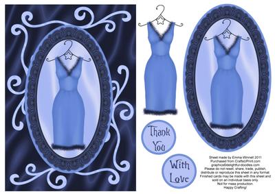 Sophisticated and Swirly Dress Decoupage - Blue