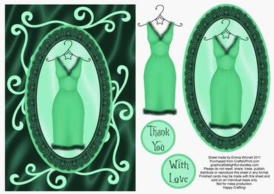 Sophisticated and Swirly Dress Decoupage - Mint