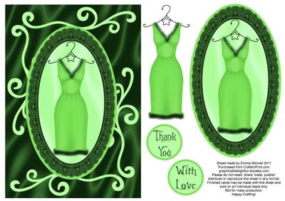 Sophisticated and Swirly Dress Decoupage - Green