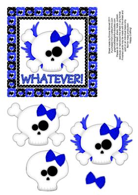 Whatever! Flying Skull and Crossbones Decoupage - Dark Blue