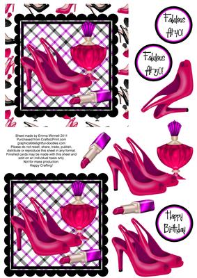 Stilettos, Perfume & Lipstick Decoupage - Pink & Purple