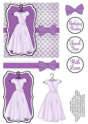 Pretty Dress Decoupage Card Front - Lilac