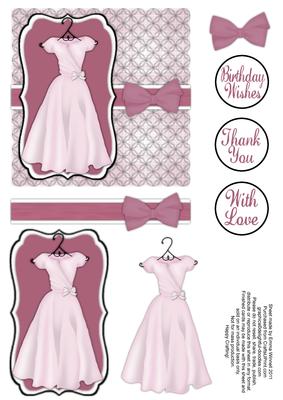 Pretty Dress Decoupage Card Front - Dusky Pink