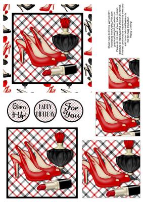 Stilettos, Perfume & Lipstick Pyramage - Red & Black