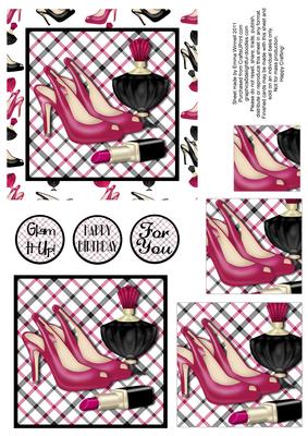 Stilettos, Perfume & Lipstick Pyramage - Burgundy & Black