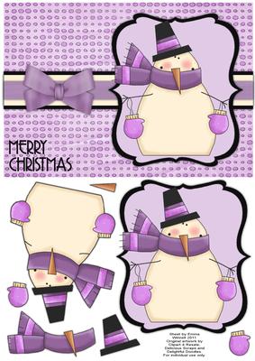 Snuggly Snowman Decoupage Card - Wisteria