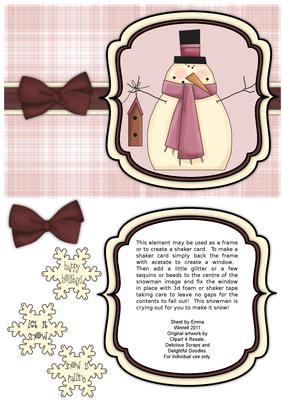Snowman with Birdhouse Shaker Card - Dusky Pink