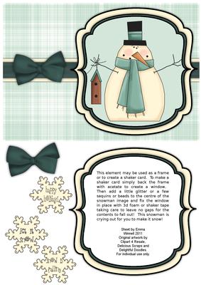 Snowman with Birdhouse Shaker Card - Aqua