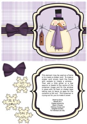 Snowman with Birdhouse Shaker Card - Lilac