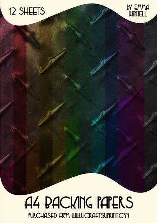 12 Grunge Metallic A4 Backing Papers - Dark Tones