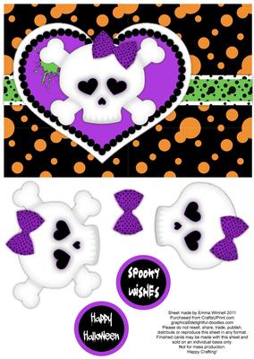 Girly Skull and Crossbones Decoupage - Halloween 1