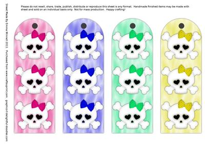 Girly Skull and Crossbones Teen Goth Bookmarks 1