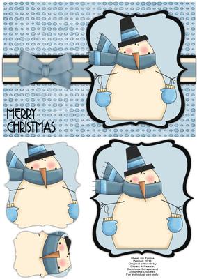Snuggly Snowman Pyramage Card - Powder Blue
