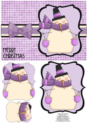 Snuggly Snowman Pyramage Card - Wisteria