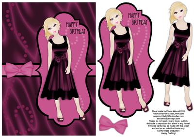 Sumptuous Satin Dress Decoupage Card - Plum