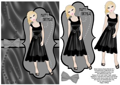 Sumptuous Satin Dress Decoupage Card - Gunmetal Grey