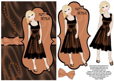 Sumptuous Satin Dress Decoupage Card - Chocolate