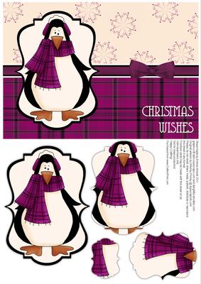 Prim Penguin Pyramage Card Front - Pink
