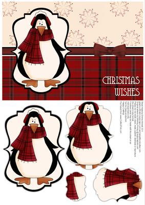 Prim Penguin Pyramage Card Front - Red