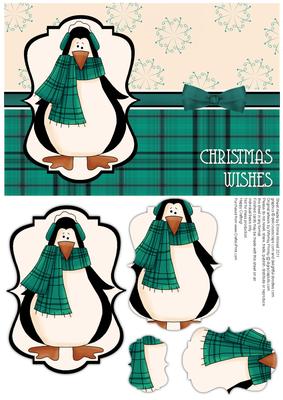 Prim Penguin Pyramage Card Front - Teal