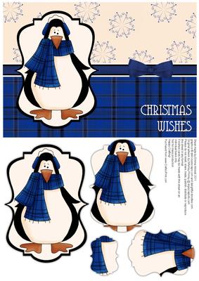 Prim Penguin Pyramage Card Front - Blue