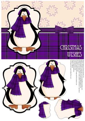 Prim Penguin Pyramage Card Front - Purple