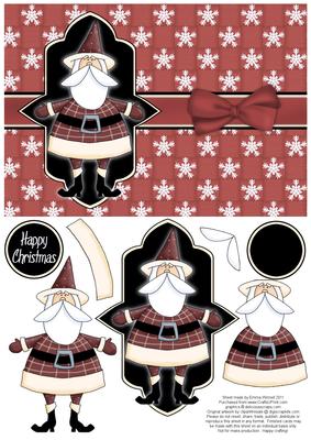 Sweet Santa Decoupage Card - Red