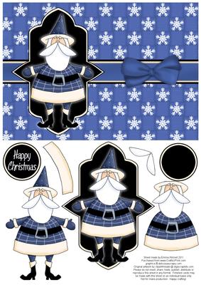 Sweet Santa Decoupage Card - Blue