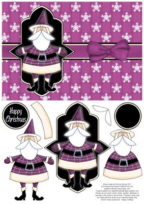 Sweet Santa Decoupage Card - Plum