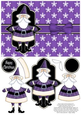 Sweet Santa Decoupage Card - Violet