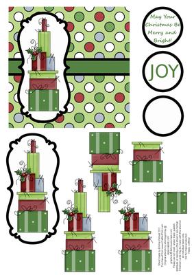 Christmas Presents Decoupage Card - Red & Green
