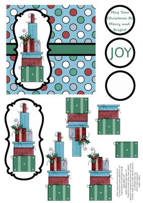 Christmas Presents Decoupage Card - Red, Blue & Teal
