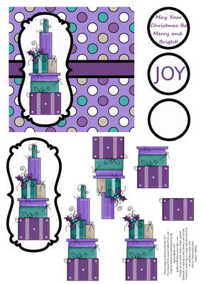 Christmas Presents Decoupage Card - Teal & Violet