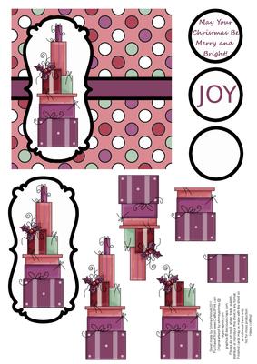 Christmas Presents Decoupage Card - Dusky Pink & Plum
