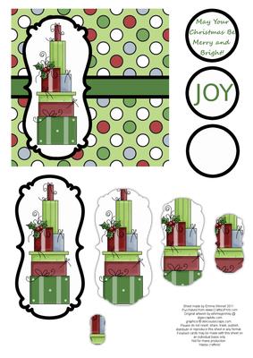 Christmas Presents Pyramage Card - Red & Green