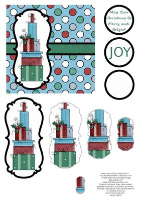 Christmas Presents Pyramage Card - Red, Blue & Teal