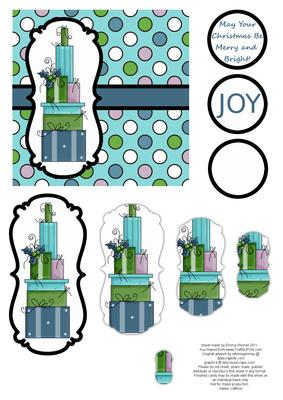 Christmas Presents Pyramage Card - Aqua, Green & Teal