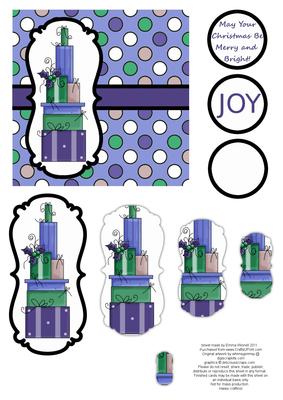 Christmas Presents Pyramage Card - Indigo, Blue & Green