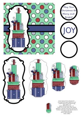 Christmas Presents Pyramage Card - Aqua, Navy & Red