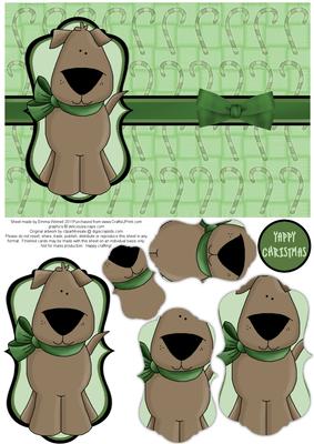 Yappy Christmas Dog Pyramage Card - Pistachio & Green